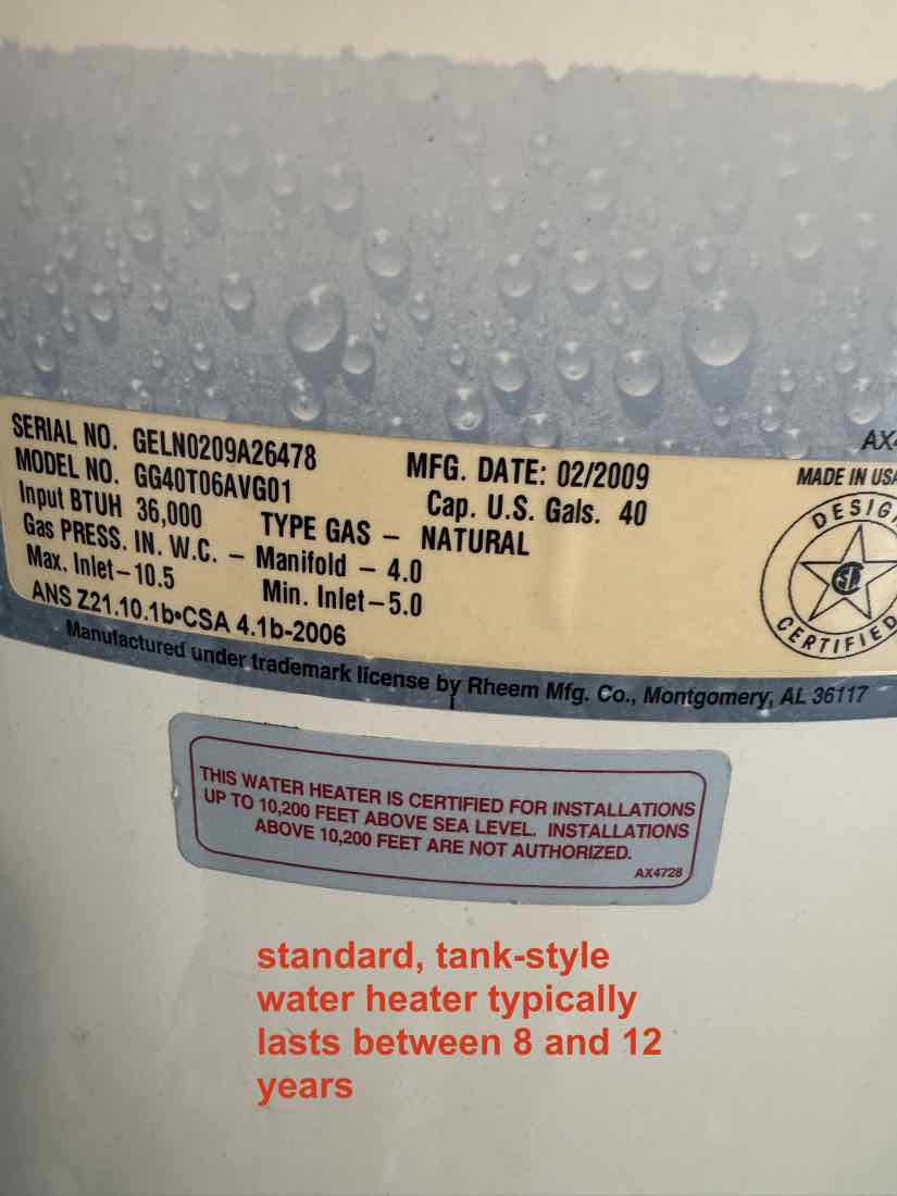 water heater label 